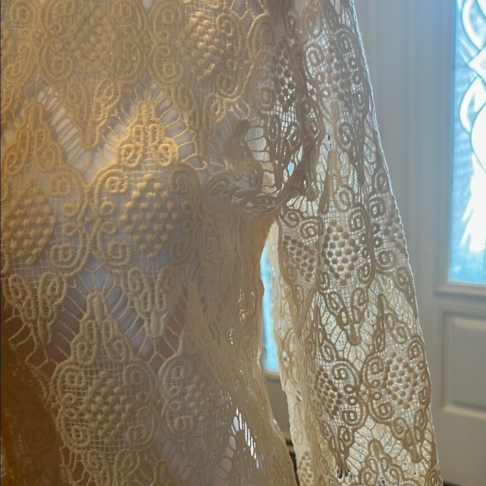 Cream Crochet Coverup, Blouse - Picture 7 of 8